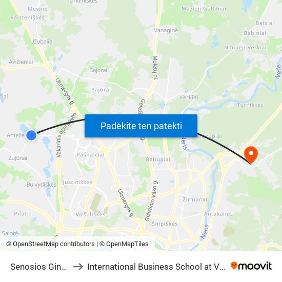 Senosios Gineitiškės to International Business School at Vilnius university map
