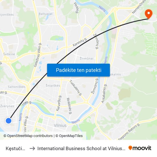 Kęstučio St. to International Business School at Vilnius university map