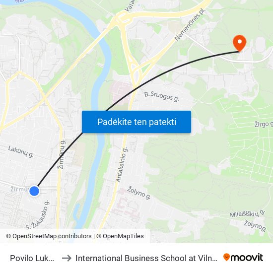 Povilo Lukšio St. to International Business School at Vilnius university map