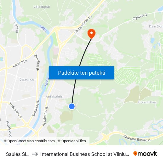 Saulės Slėnis to International Business School at Vilnius university map