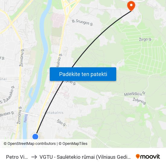 Petro Vileišio St. to VGTU - Saulėtekio rūmai (Vilniaus Gedimino technikos universitetas) map