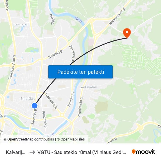 Kalvarijų Turgus to VGTU - Saulėtekio rūmai (Vilniaus Gedimino technikos universitetas) map