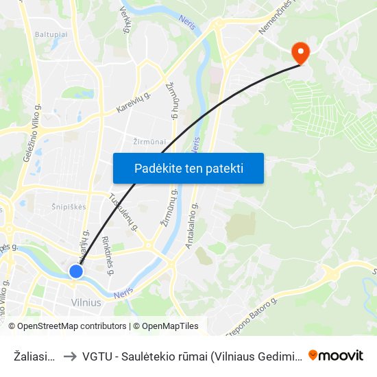 Žaliasis Tiltas to VGTU - Saulėtekio rūmai (Vilniaus Gedimino technikos universitetas) map