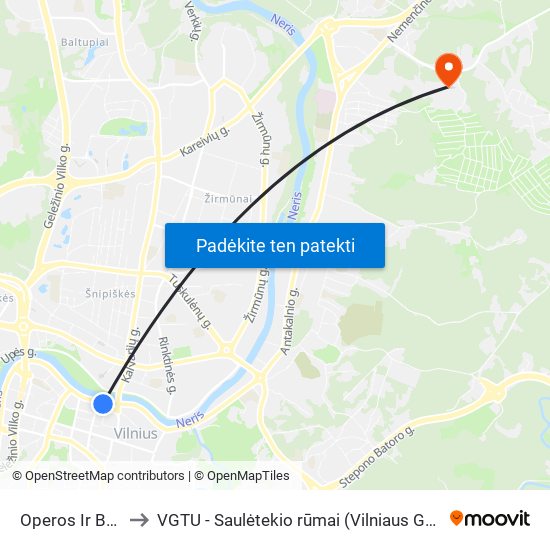 Operos Ir Baleto Teatras to VGTU - Saulėtekio rūmai (Vilniaus Gedimino technikos universitetas) map