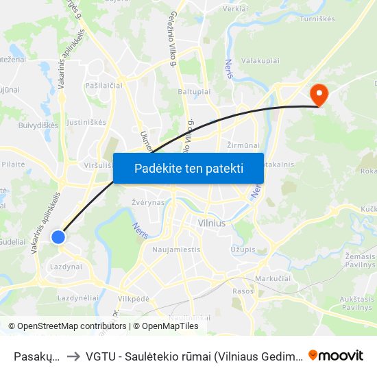 Pasakų Parkas to VGTU - Saulėtekio rūmai (Vilniaus Gedimino technikos universitetas) map