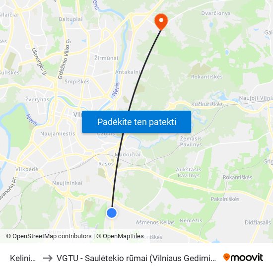 Kelininkų St. to VGTU - Saulėtekio rūmai (Vilniaus Gedimino technikos universitetas) map