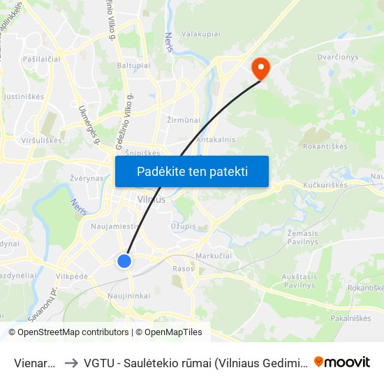 Vienaragių St. to VGTU - Saulėtekio rūmai (Vilniaus Gedimino technikos universitetas) map