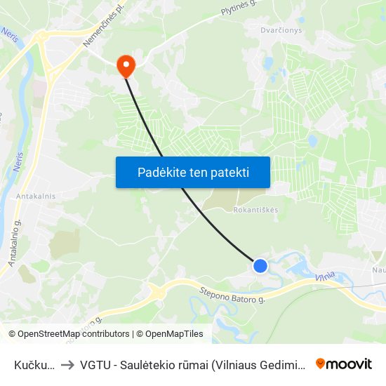 Kučkuriškės to VGTU - Saulėtekio rūmai (Vilniaus Gedimino technikos universitetas) map