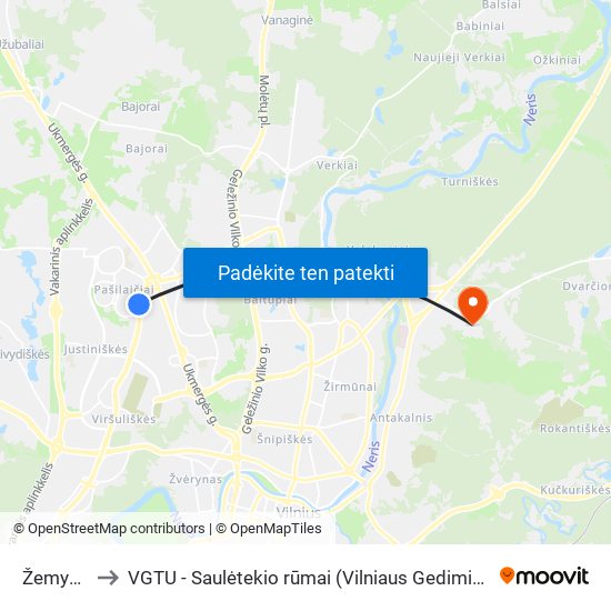 Žemynos St. to VGTU - Saulėtekio rūmai (Vilniaus Gedimino technikos universitetas) map