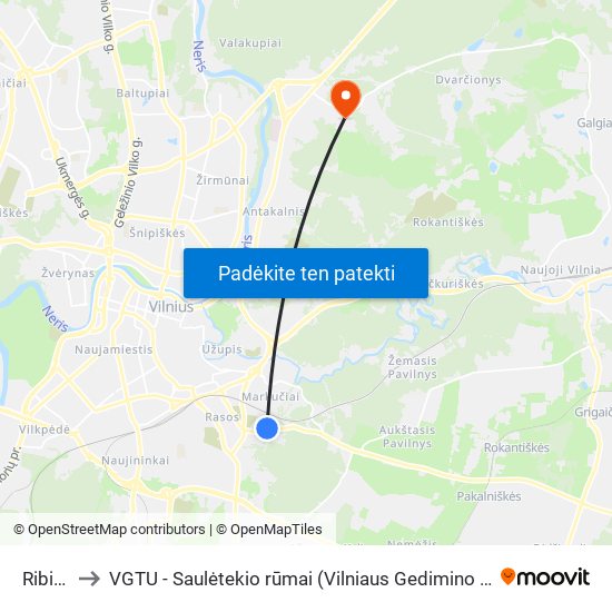 Ribiškės to VGTU - Saulėtekio rūmai (Vilniaus Gedimino technikos universitetas) map