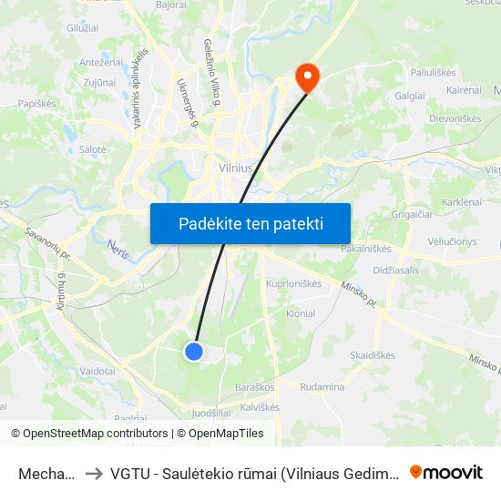 Mechanikų St. to VGTU - Saulėtekio rūmai (Vilniaus Gedimino technikos universitetas) map