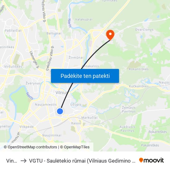 Vingriai to VGTU - Saulėtekio rūmai (Vilniaus Gedimino technikos universitetas) map