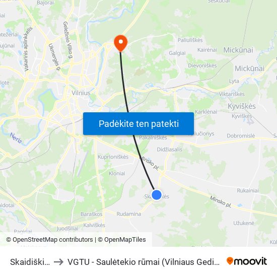 Skaidiškių Žiedas to VGTU - Saulėtekio rūmai (Vilniaus Gedimino technikos universitetas) map