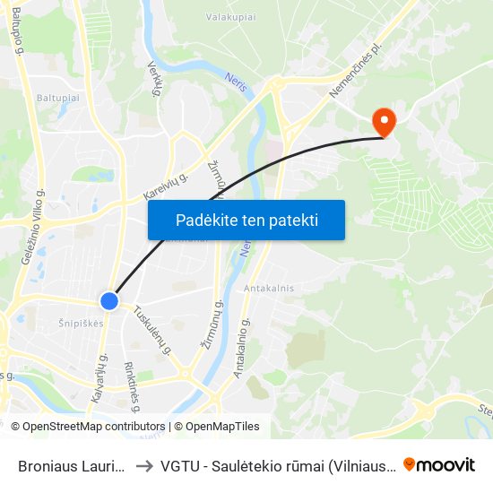 Broniaus Laurinavičiaus Skveras to VGTU - Saulėtekio rūmai (Vilniaus Gedimino technikos universitetas) map