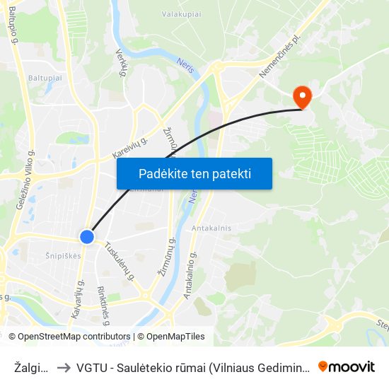 Žalgirio St. to VGTU - Saulėtekio rūmai (Vilniaus Gedimino technikos universitetas) map
