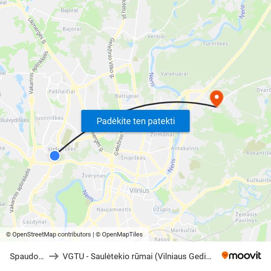 Spaudos Rūmai to VGTU - Saulėtekio rūmai (Vilniaus Gedimino technikos universitetas) map