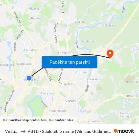 Viršuliškės to VGTU - Saulėtekio rūmai (Vilniaus Gedimino technikos universitetas) map