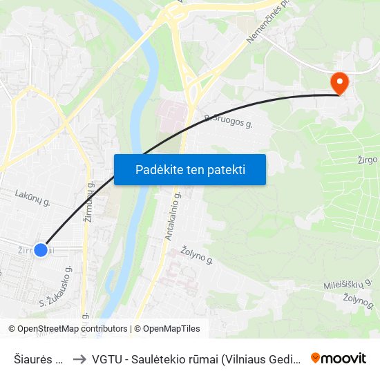 Šiaurės Miestelis to VGTU - Saulėtekio rūmai (Vilniaus Gedimino technikos universitetas) map
