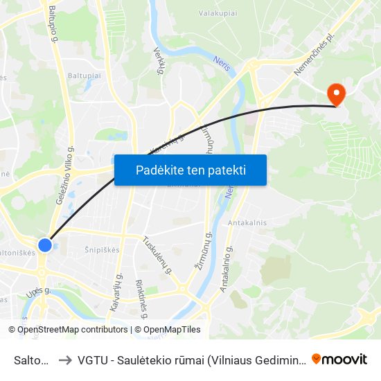 Saltoniškės to VGTU - Saulėtekio rūmai (Vilniaus Gedimino technikos universitetas) map