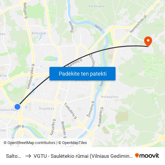 Saltoniškės to VGTU - Saulėtekio rūmai (Vilniaus Gedimino technikos universitetas) map