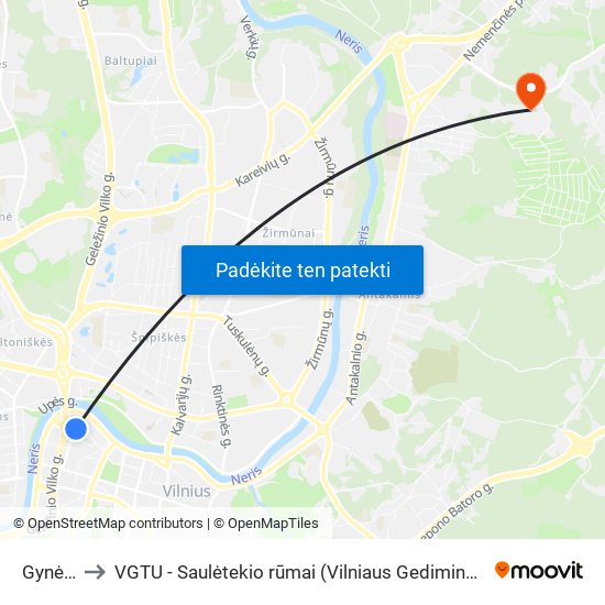 Gynėjų St. to VGTU - Saulėtekio rūmai (Vilniaus Gedimino technikos universitetas) map
