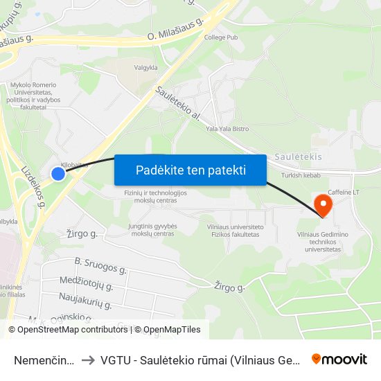 Nemenčinės Plentas to VGTU - Saulėtekio rūmai (Vilniaus Gedimino technikos universitetas) map