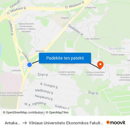 Antakalnio Žiedas to Vilniaus Universiteto Ekonomikos Fakultetas | Vilnius University Faculty of Economics map