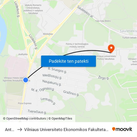 Antakalnis to Vilniaus Universiteto Ekonomikos Fakultetas | Vilnius University Faculty of Economics map