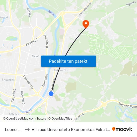 Leono Sapiegos St. to Vilniaus Universiteto Ekonomikos Fakultetas | Vilnius University Faculty of Economics map