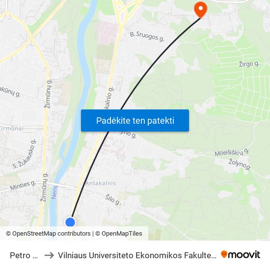 Petro Vileišio St. to Vilniaus Universiteto Ekonomikos Fakultetas | Vilnius University Faculty of Economics map