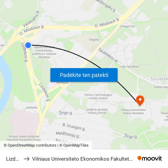 Lizdeikos St. to Vilniaus Universiteto Ekonomikos Fakultetas | Vilnius University Faculty of Economics map