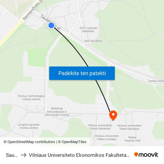 Saulėtekis to Vilniaus Universiteto Ekonomikos Fakultetas | Vilnius University Faculty of Economics map