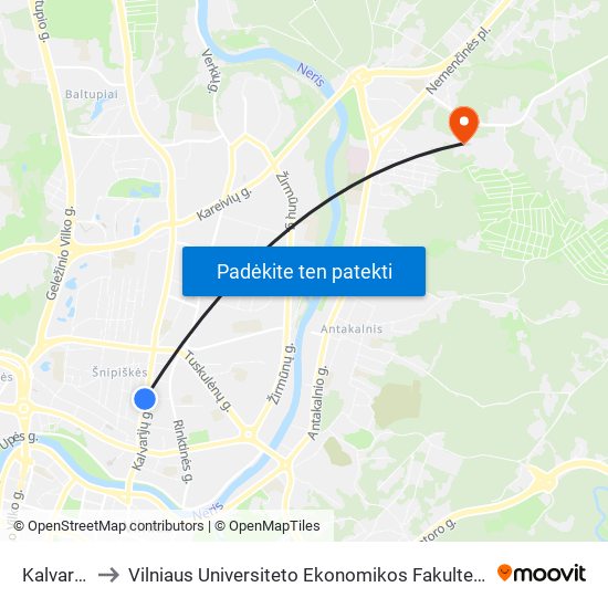 Kalvarijų Turgus to Vilniaus Universiteto Ekonomikos Fakultetas | Vilnius University Faculty of Economics map