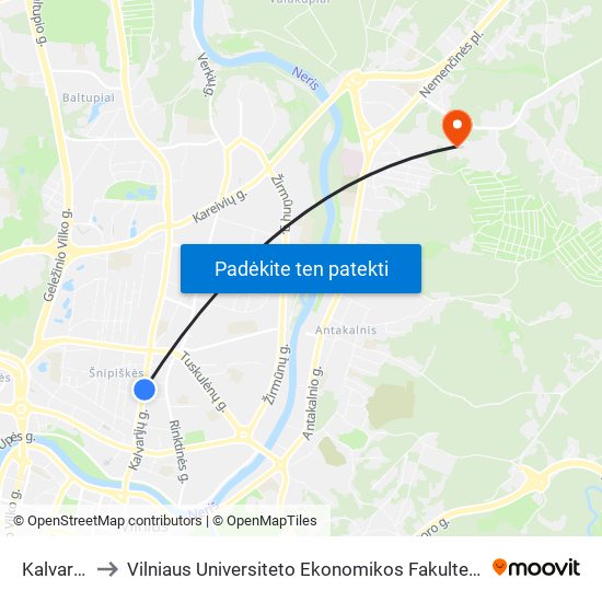 Kalvarijų Turgus to Vilniaus Universiteto Ekonomikos Fakultetas | Vilnius University Faculty of Economics map