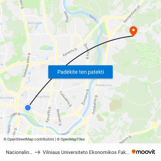 Nacionalinė Dailės Galerija to Vilniaus Universiteto Ekonomikos Fakultetas | Vilnius University Faculty of Economics map