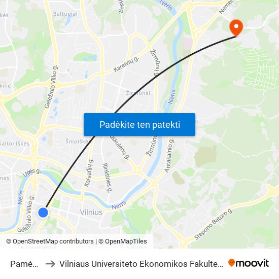 Pamėnkalnio St. to Vilniaus Universiteto Ekonomikos Fakultetas | Vilnius University Faculty of Economics map