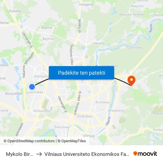 Mykolo Biržiškos Gimnazija to Vilniaus Universiteto Ekonomikos Fakultetas | Vilnius University Faculty of Economics map