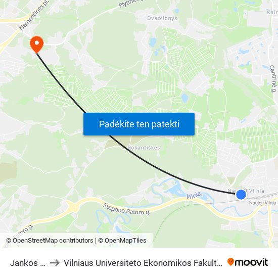 Jankos Kupalos St. to Vilniaus Universiteto Ekonomikos Fakultetas | Vilnius University Faculty of Economics map