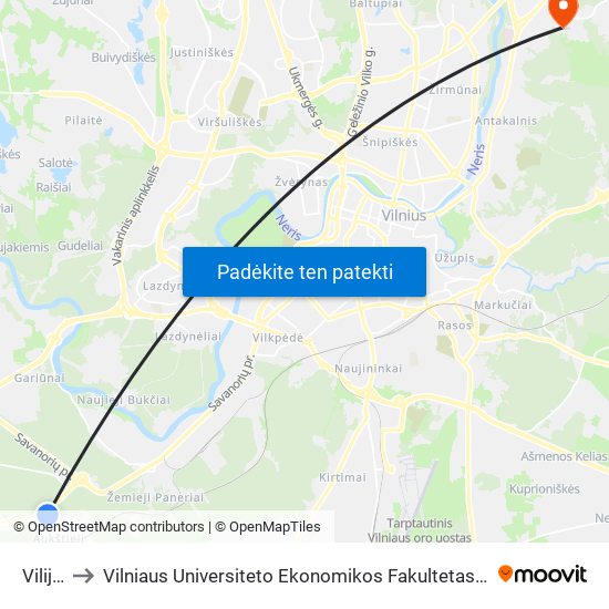 Vilijos St. to Vilniaus Universiteto Ekonomikos Fakultetas | Vilnius University Faculty of Economics map