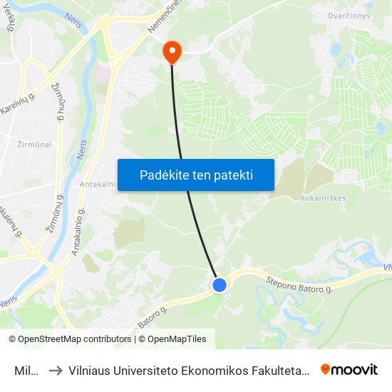 Mildos St. to Vilniaus Universiteto Ekonomikos Fakultetas | Vilnius University Faculty of Economics map