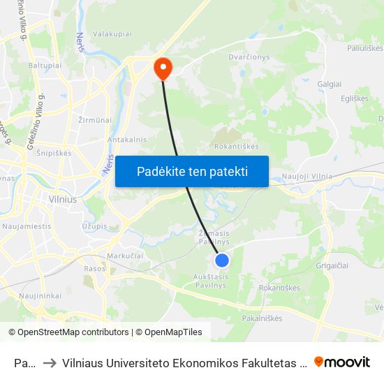 Pavilnys to Vilniaus Universiteto Ekonomikos Fakultetas | Vilnius University Faculty of Economics map