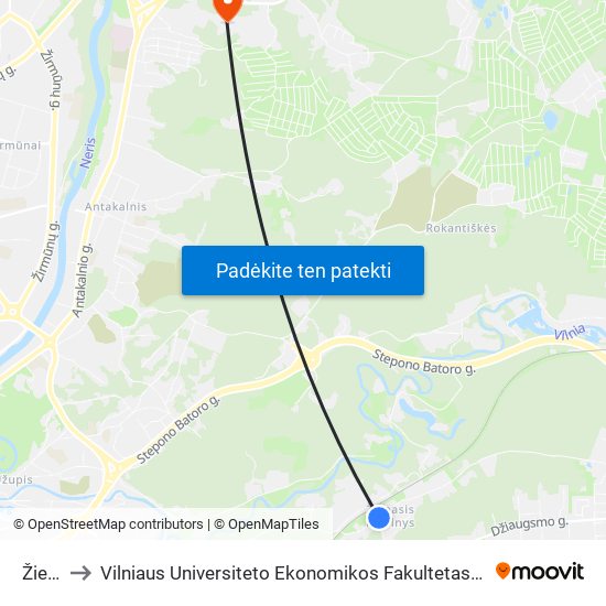 Žiedų St. to Vilniaus Universiteto Ekonomikos Fakultetas | Vilnius University Faculty of Economics map