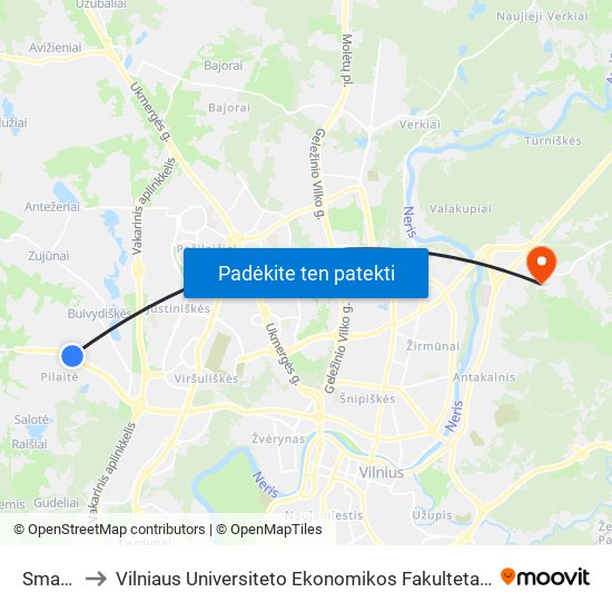 Smalinės St. to Vilniaus Universiteto Ekonomikos Fakultetas | Vilnius University Faculty of Economics map