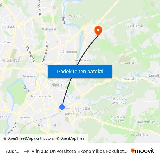 Aušros Vartai to Vilniaus Universiteto Ekonomikos Fakultetas | Vilnius University Faculty of Economics map