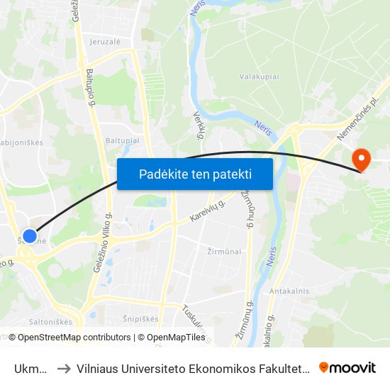 Ukmergės St. to Vilniaus Universiteto Ekonomikos Fakultetas | Vilnius University Faculty of Economics map