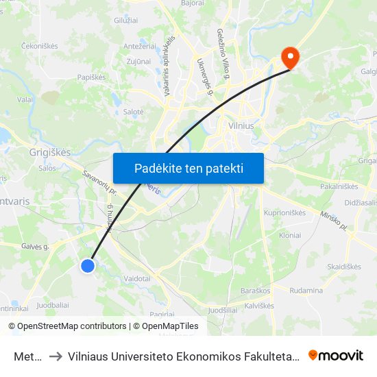 Metropolis to Vilniaus Universiteto Ekonomikos Fakultetas | Vilnius University Faculty of Economics map