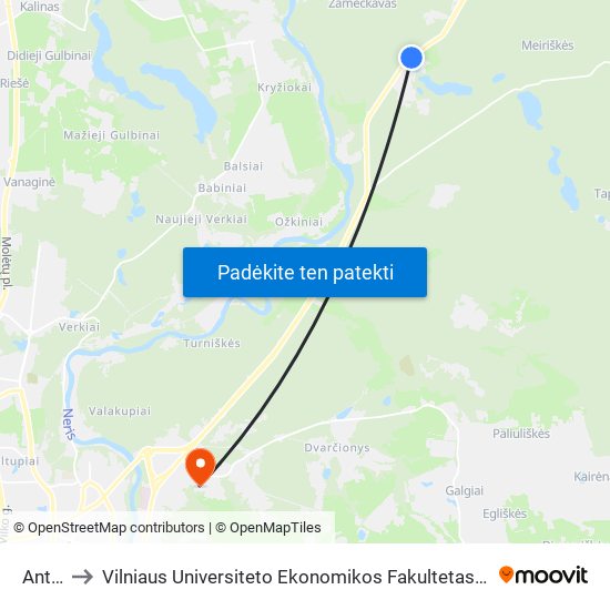 Antaviliai to Vilniaus Universiteto Ekonomikos Fakultetas | Vilnius University Faculty of Economics map