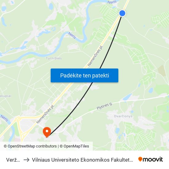 Veržuvos St. to Vilniaus Universiteto Ekonomikos Fakultetas | Vilnius University Faculty of Economics map