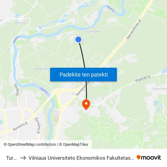 Turniškės to Vilniaus Universiteto Ekonomikos Fakultetas | Vilnius University Faculty of Economics map