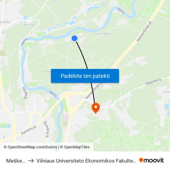 Meškeriotojų St. to Vilniaus Universiteto Ekonomikos Fakultetas | Vilnius University Faculty of Economics map